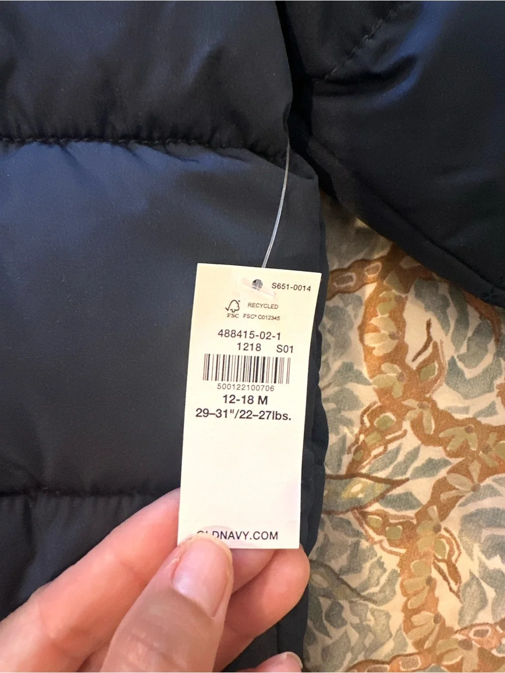 Old Navy Toddler Navy Puffer Jacket with Hooded Zip Front